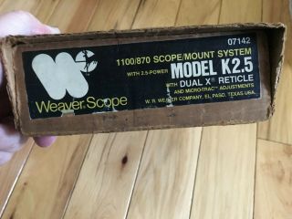 VINTAGE WEAVER K2.  5 RIFLE SCOPE CROSSHAIR W/ WEAVER S - 110 MOUNT RINGS,  1 