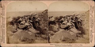 Stereoview,  Boer War,  British Scouts Firing On A Boer Patrol,  Colesberg,  1900