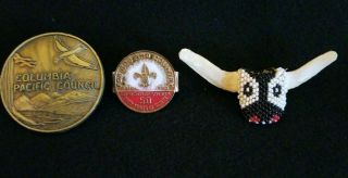 3 Vintage Boy Scouts Of America Bsa Scarf Slides 50 Year Anniversary 1910 - 1960