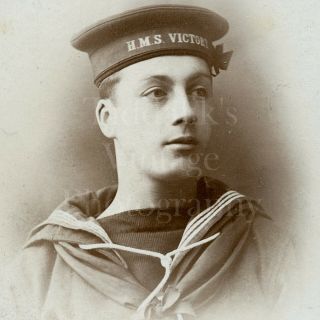 Cdv Photo Victorian Sailor Hms Victory Royal Navy Uniform Carte De Visite Gascon