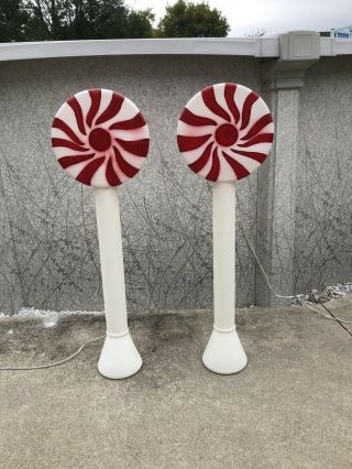 Vintage 33 Inch Lighted Union Red Peppermint Swirl Lollipop Christmas Blow Mold