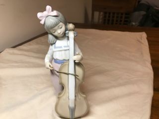 Nao By Lladro Young Girl With Cello Porcelain Figurine 1987