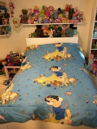 Vintage Disney Snow White And The Seven Dwarfs Twin Bed Comforter Reversible Rar