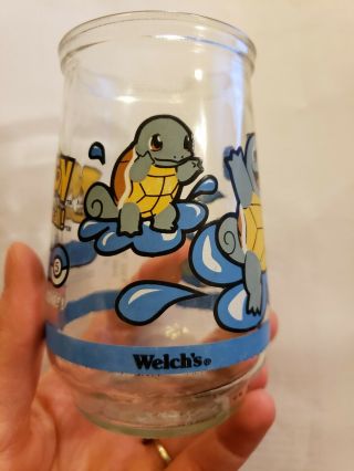 1999 POKEMON Welch ' s Jelly Jar Juice Glass 5 SQUIRTLE Nintendo vintage 90s 2
