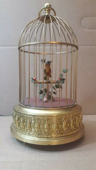 Vintage Karl Griesbaum Music Box Brass Bird Cage Automaton Germany For Restore