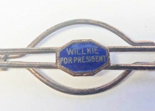 Vintage 1940 Wendell Willkie for President Tie Clip 