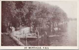 Montague Pei Prince Edward Island Pe Swimming Boating C1929 Litho Postcard F56