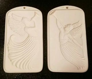 Hartstone Angel Cookie Molds For Smithsonian,  Trumpets,  Set Of 2 White Molds