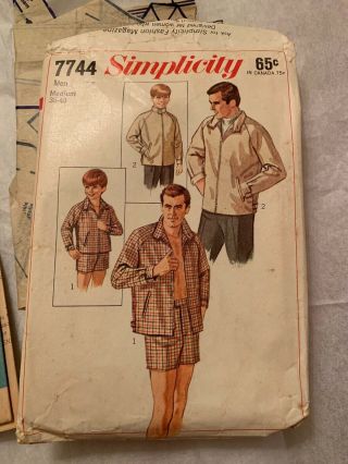 Simplicity Vintage Pattern 7744 Men Medium Jacket Swim Shorts