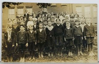 Rppc School House Class Photo C1904 With 1 African American In Ctr Postcard K2