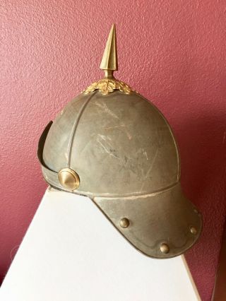 Antique Odd Fellows Fraternal Lodge Metal Pickelhaube Spiked Helmet Costume