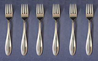 Set Of Six - Oneida Stainless Flatware Camber / Scroll Salad Forks Usa