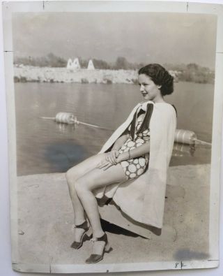 Vintage 1930s June Travis Art Deco Fashion Pin Up Bathing Beauty B W Photograph