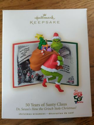 Hallmark Keepsake Ornament,  Dr.  Seuss,  The Grinch 50 Years Of Santy Clause