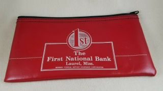 Vintage - Zippered Bank Bag - The First National Bank Of Laurel Mississippi Ms