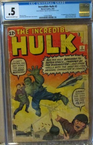The Incredible Hulk 3 Cgc 0.  5 Stan Lee Story 1st App Ringmaster & Circus Crime