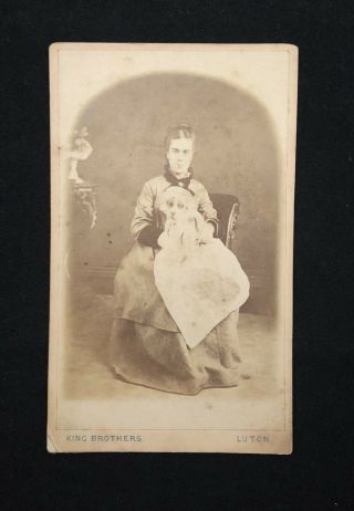 Antique King Brothers Victorian Photo Cabinet Card 4 - Woman Aristocrat & Dog