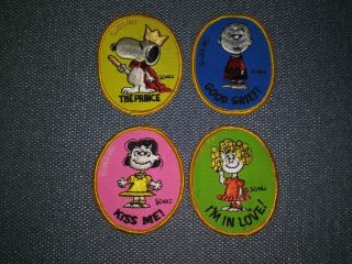 4 Peanuts 1971 Charlie Brown Snoopy Sally Lucy Embroidered Patches Schulz