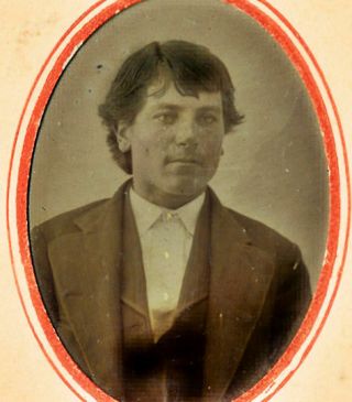 1860 - 1869 Tintype Handsome Young Man,  Paper Frame
