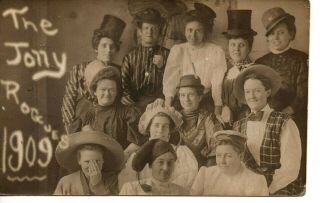 Rppc 1909 Suffragette Women The Tony Rogue Club Wearing Men 