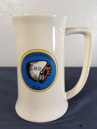 Vintage Bsa Tall Mug Stein Troop 82 Chickahominy Indian Head Design Boy Scouts