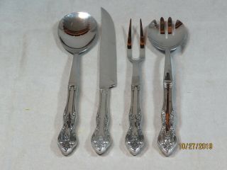 4 Piece Oneida Community Brahms Pattern Carving Salad Set By Imperial