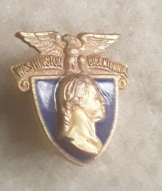 Vintage 1732 - 1932 George Washington Bicentennial Pin Brooch Mini Enamel