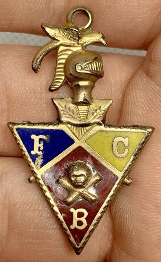 Vintage Fbc Masonic Gold Tone Watch Fob