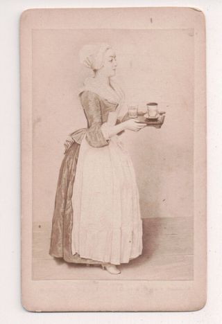 Vintage Cdv The Chocolate Girl By Jean - Étienne Liotard Dresden Germany 1871