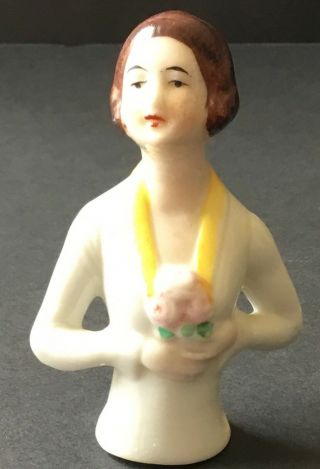 Vintage German Porcelain Pin Cushion Half Doll Marked 3244a