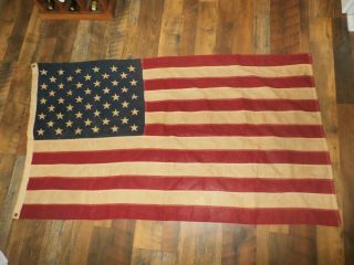 Vintage Antique Valley Forge Pioneer 50 Star Us American Flag Printed Linen