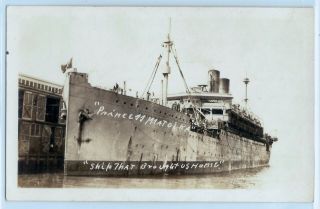 Wwi Uss Princess Matoika Troop Transport Ship,  Real Photo Postcard Rppc 2