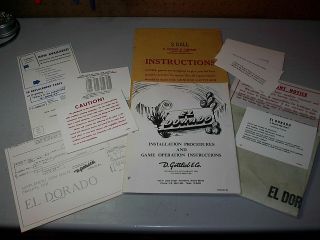 Gottlieb El Dorado Pinball Machine Documentation And Card Set