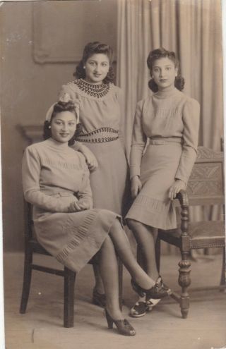Egypt Vintage Photo.  Cute Sisters With Old Sofa 1940