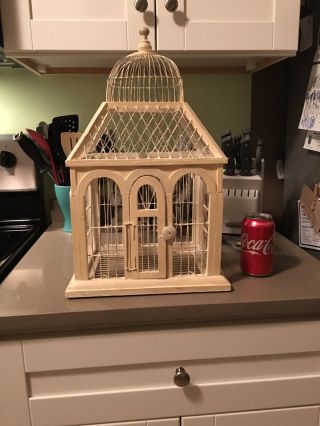 Vintage Bird Cage Made In Philippines.  Solid Build With Wood And Wire.