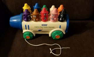 Vtech Vintage Pull N Play Color Express Crayons Complete Htf