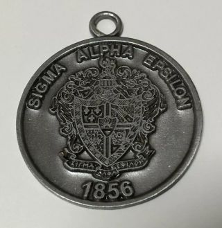 Vintage Pewter Sigma Alpha Epsilon Sae Fraternity Fob Watch Or Keychain Alabama