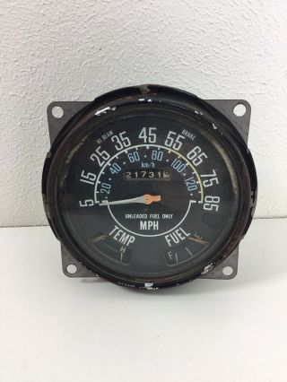 Vtg 1980 Jeep Cj Factory Speedometer Fuel Temperature Gauge 85 Mph One Year