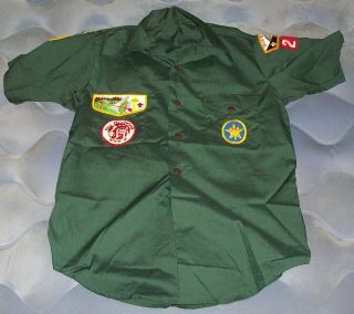 Vintage Pair Boy Scouts Shirts With Patches Okaw Valley Council Attractive Pair