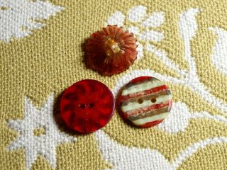 Vintage Celluloid Buttons extruded,  multicolored,  carved 2