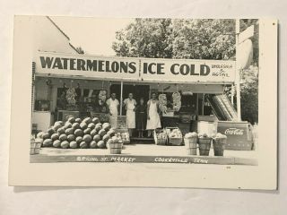1940s Rppc Spring St.  Market Cookeville Tenn.  Coca - Cola Soda Machine Watermelons