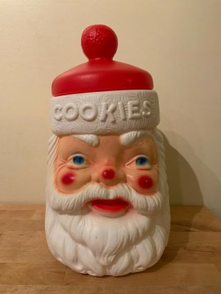 Vintage 1973 Christmas Empire Plastics Blow - Mold Santa Claus Cookie Jar Carolina