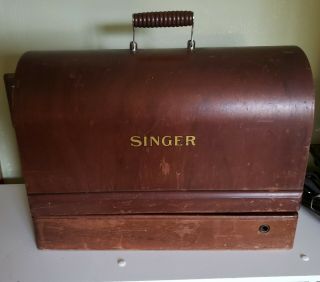 Vtg Singer 28 128 99 Sewing Machine 3/4 Size Bentwood Wood Carry Case W