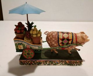 Jim Shore " This Little Piggy Went To Market " Pig Pulling Cart