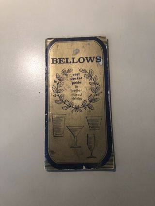 Bellows Vest Pocket Guide To Better Mixed Drinks Vintage Pamphlet Booklet
