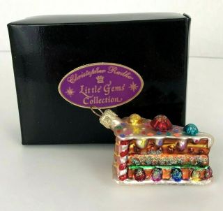 Christopher Radko 1999 Little Gems Christmas Ornament Just Desserts Cake Box