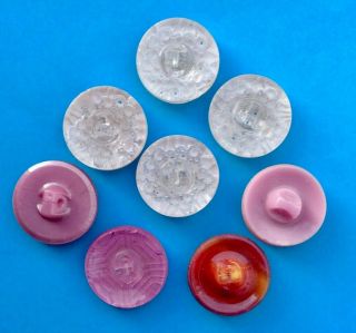 8 x 18mm Vintage Pink Glass Buttons With Varied Lustres 3