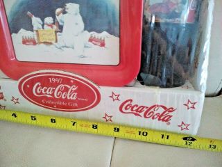 Coca Cola 1997 Collectible Gift Set Bottles Glasses Tray Santa Claus Christmas 2