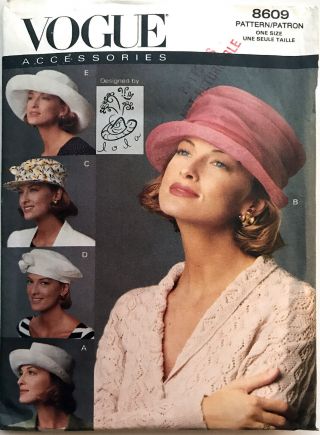 Vogue 8609 Lola Designer Hat Sewing Pattern 5 Styles Millinery Uncut