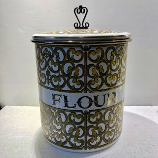 Vintage Georges Briard Flour Canister W Lid Rare Kitchen Container Enamel